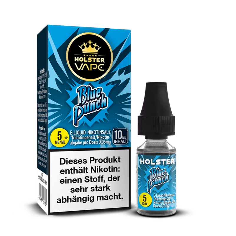 Holster Blue Punch Nikotinsalz-Liquid 10ml – blaue Schachtel und Flasche, 5 mg/ml