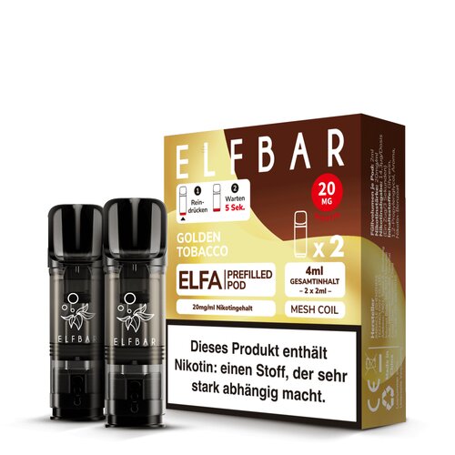 2x Elfbar Elfa Prefilled Pod - Golden Tobacco 20mg/ml