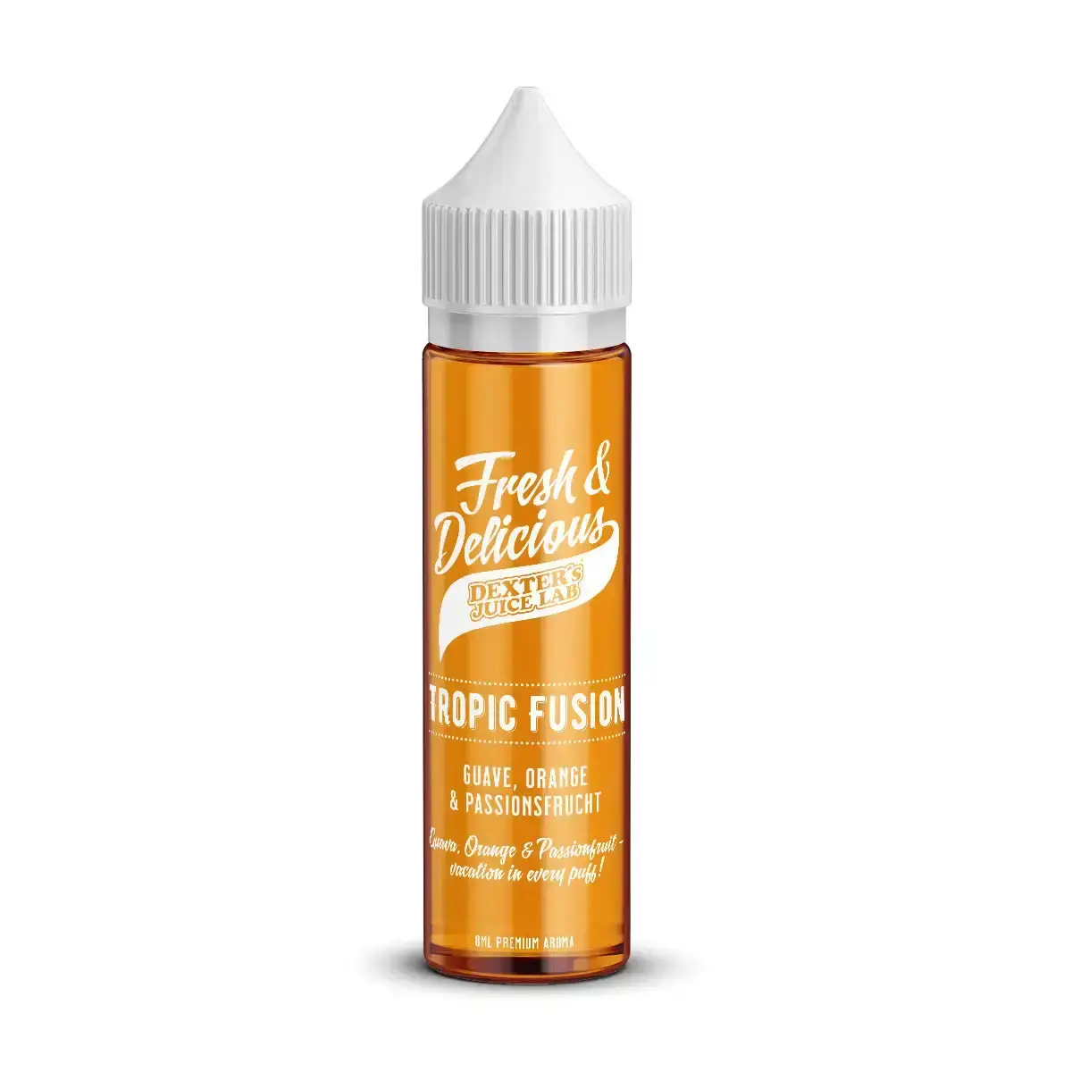 Dexters Juice Lab Fresh & Delicious Tropic Fusion Longfill 60ml Flasche in Orange mit goldenem Etikett