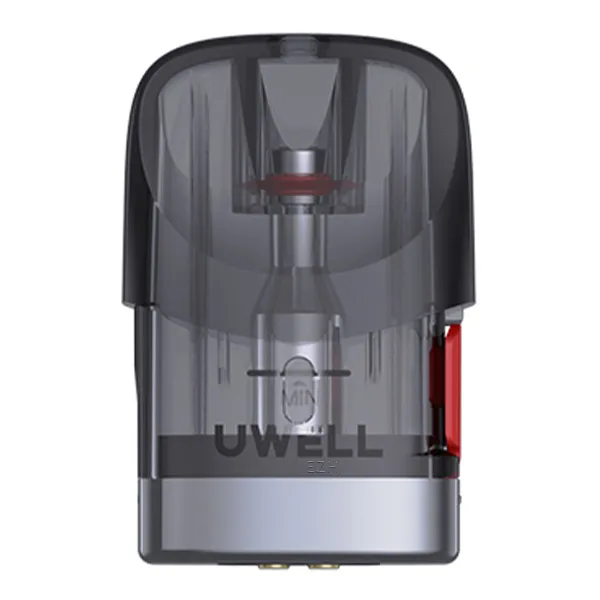 Uwell Popreel N1 Ersatz-Pod in Dunkelgrau mit sichtbarem Coil und rotem Dichtungsring, Einzelansicht