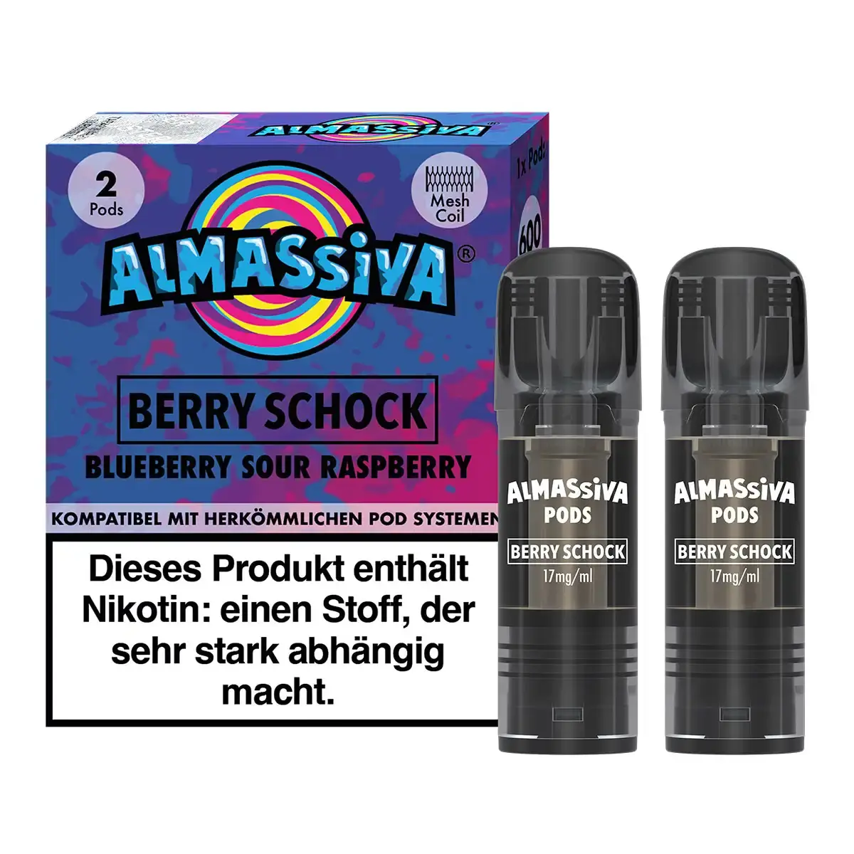 2x Al Massiva Prefilled Pods - Berry Schock - 17mg/ml