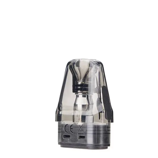 OXVA Xlim Top Fill Ersatz-Pod schräge Ansicht, transparenter Tank mit silbernem Basis-Teil und Coil