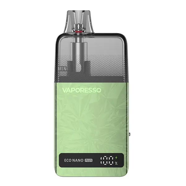 Vaporesso Eco Nano Plus Pod Kit in Hellgrün mit LED-Display, Frontansicht