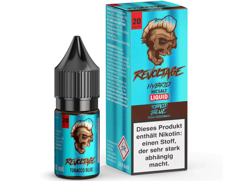 revoltage_hybrid_tobacco_blue_20mg_1000x750.png Tobacco Blue - 10ml Hybrid-Nikotinsalz Liquid