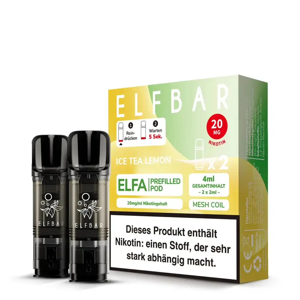 2x Elfbar Elfa Prefilled Pod - Ice Tea Lemon