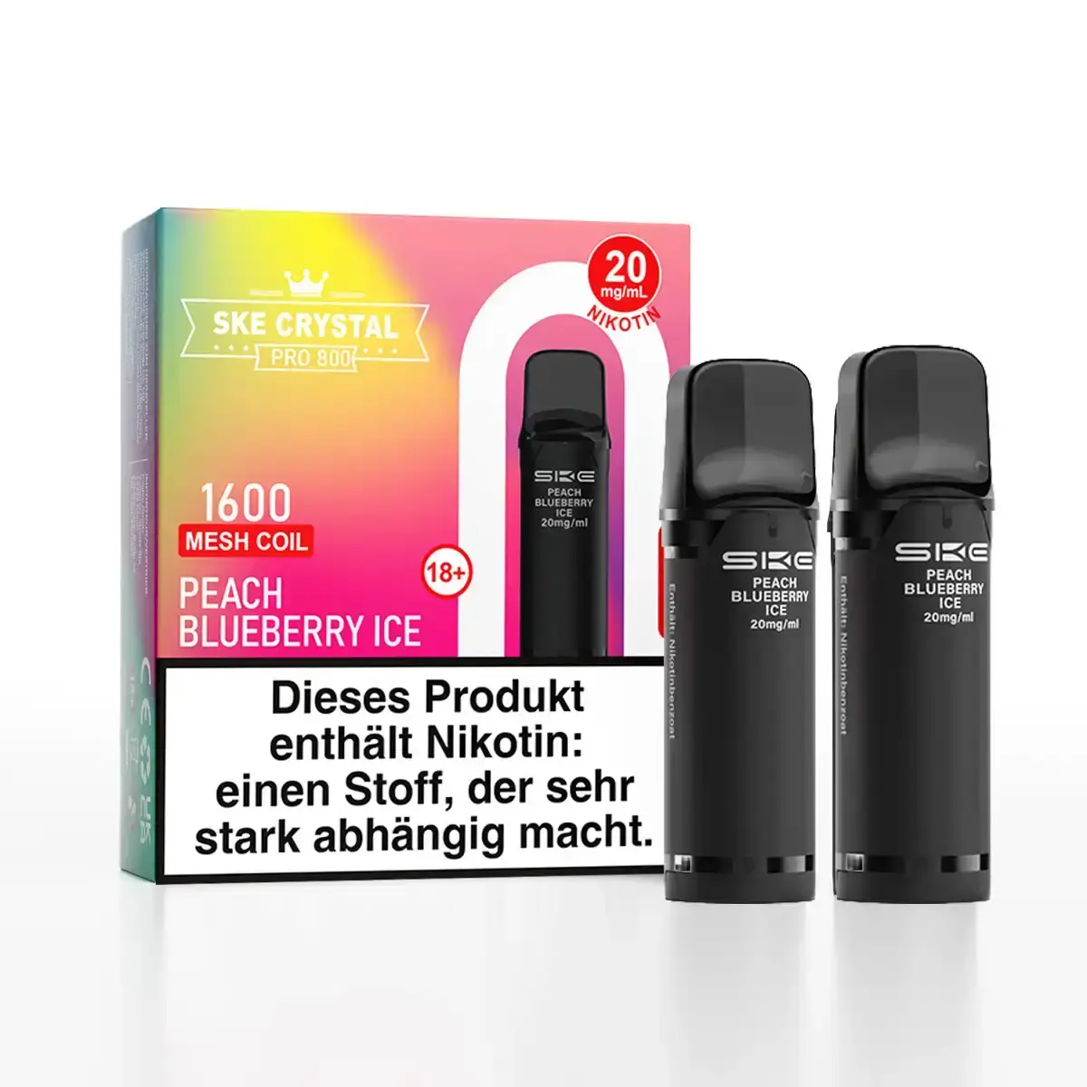 2x SKE - Crystal 800 Pro Prefilled Pod - Peach Blueberry Ice