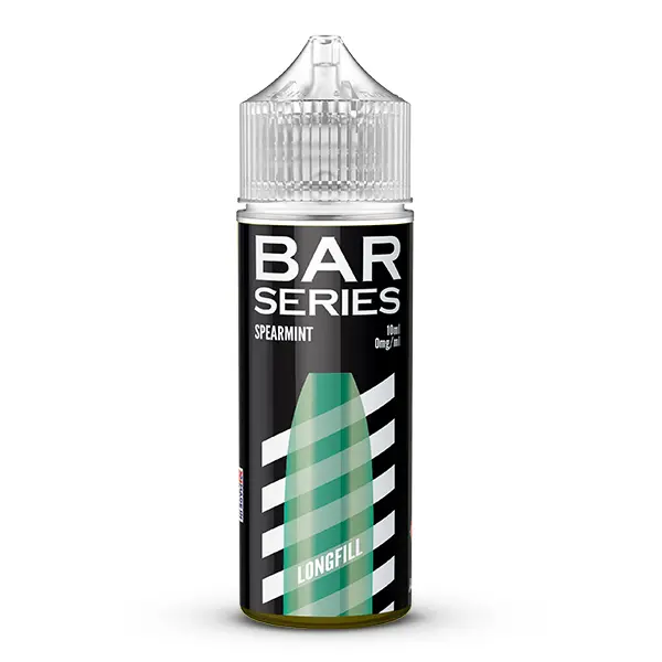 Vampire Vape Bar Series Spearmint Longfill-Flasche mit türkis-weißem Karomuster auf weißem Hintergrund, freigestellt