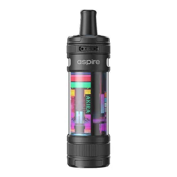 Aspire Magnum Nano Pod Kit in Schwarz mit buntem Regenbogen-Muster, transparenter Tank, Frontansicht