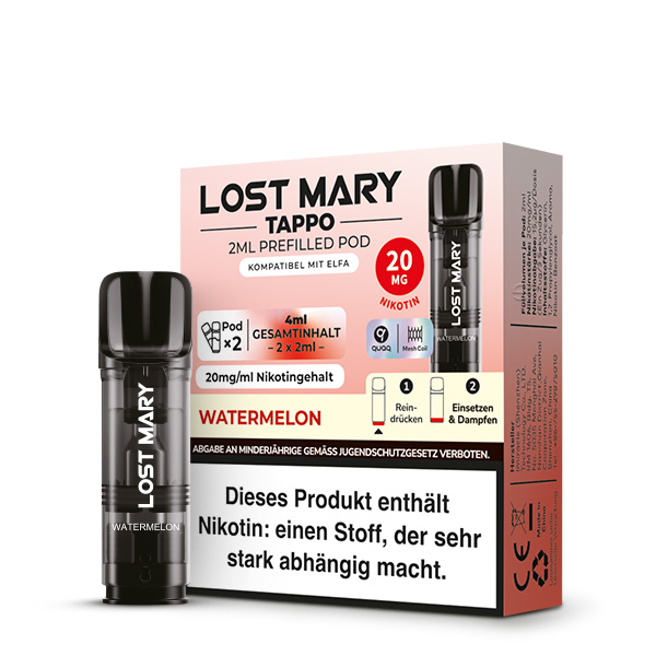 2x Lost Mary TAPPO Prefilled Pod - Watermelon 20mg/ml