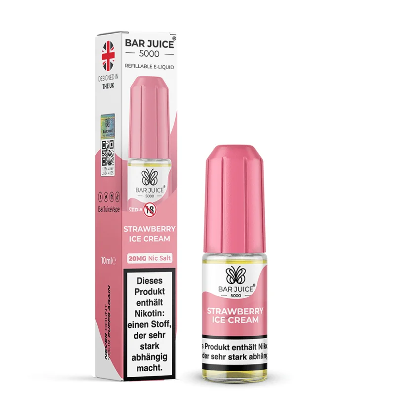 BAJ228_800x800.png?ts=1763984461 Bar Juice 5000 Strawberry Ice Cream Nikotinsalz-Liquid 10ml – rosa Flasche mit Verpackung