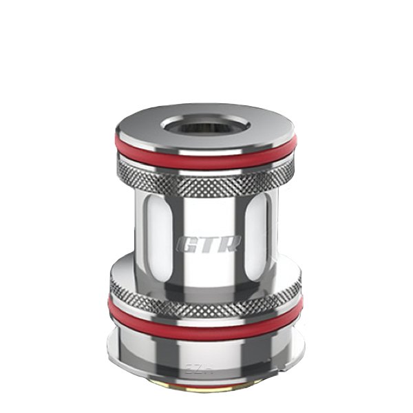 Vaporesso GTR M Verdampferkopf in Silber mit roten Ringen – Nahaufnahme von vorne