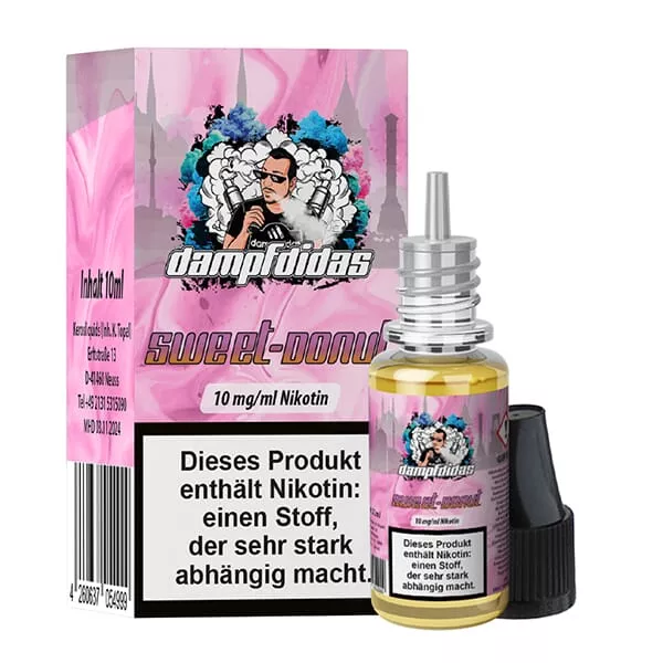 Dampfdidas Sweet Donut 10ml Nikotinsalz-Liquid Verpackungsbox mit Flasche, pinkes Design