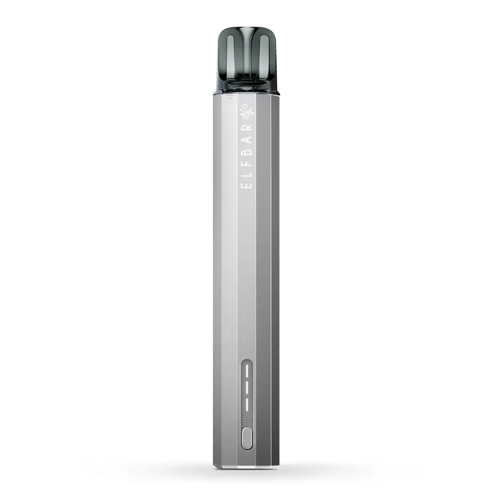 Elfbar Elfa Turbo Pro Refillable Pod Kit in Silbergrau, schlankes Gerät freigestellt