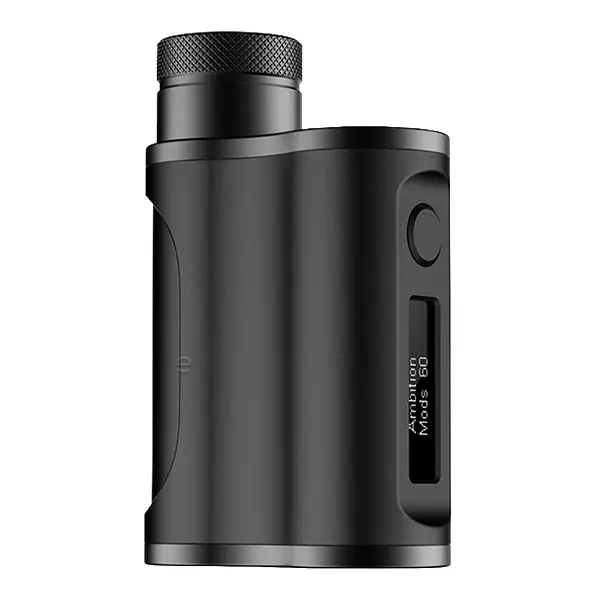 Ambition Mods Morer SBS Mod Akkuträger in Schwarz, kompakte Kastenform, Schrägansicht