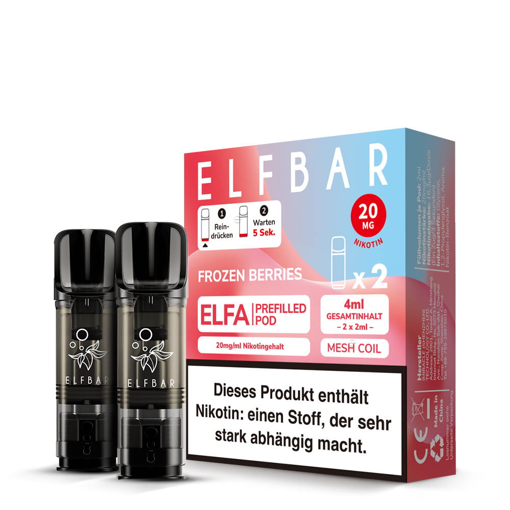 Elfbar Elfa Prefilled Pod Frozen Berries 2er-Packung, rote Box mit zwei schwarzen Pods