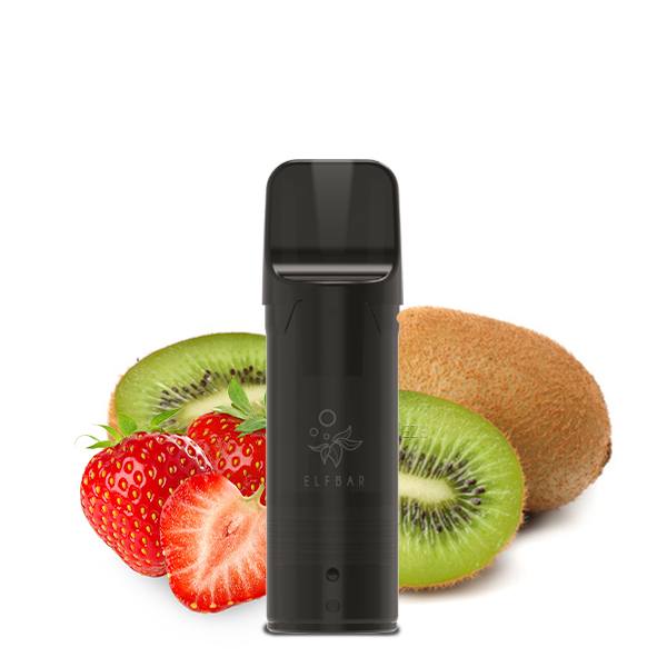 Elfbar Elfa Prefilled Pod Strawberry Kiwi 20mg/ml – schwarzer Pod vor Erdbeeren und Kiwi