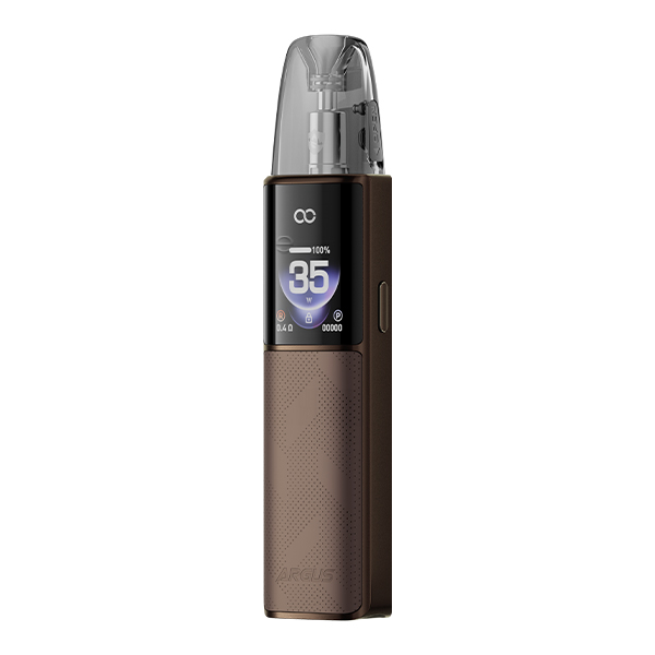 VooPoo Argus G4 Pod Kit in Dunkelbraun mit Display, Frontalansicht