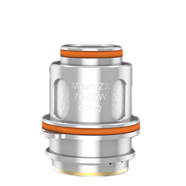GeekVape Z Series Verdampferkopf einzeln, silbernes Zylindergehäuse mit orangefarbenen O-Ringen