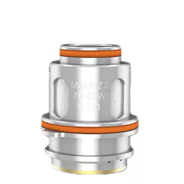 GeekVape Z Series Verdampferkopf einzeln, silbernes Zylindergehäuse mit orangefarbenen O-Ringen