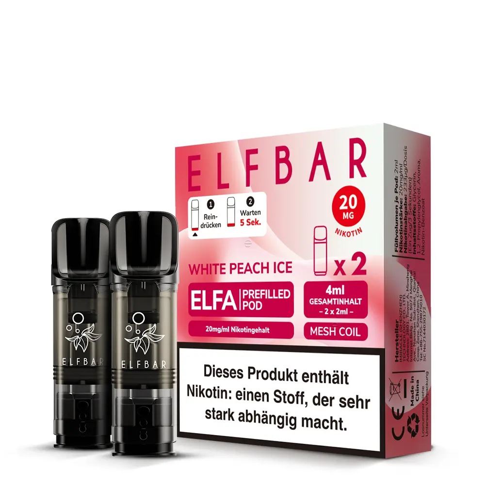 2x Elfbar Elfa Pod - White Peach Ice