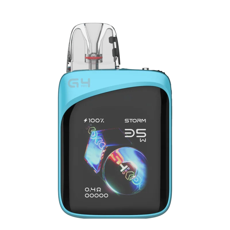 Uwell Caliburn G4 Pro Koko Pod Kit in Blau mit großem Display und aufgestecktem Pod