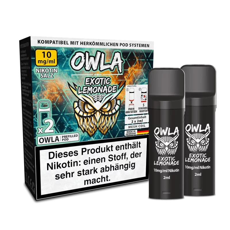2x Owla Exotic Lemonade Prefilled Pod