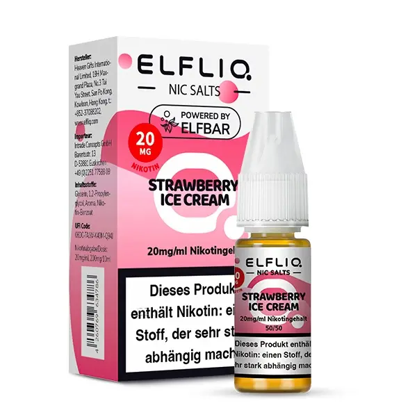 source747541.jpg Elfbar Elfliq Strawberry Ice Cream 10ml Nikotinsalz-Liquid 20mg, Flasche mit pinker Verpackungsbox