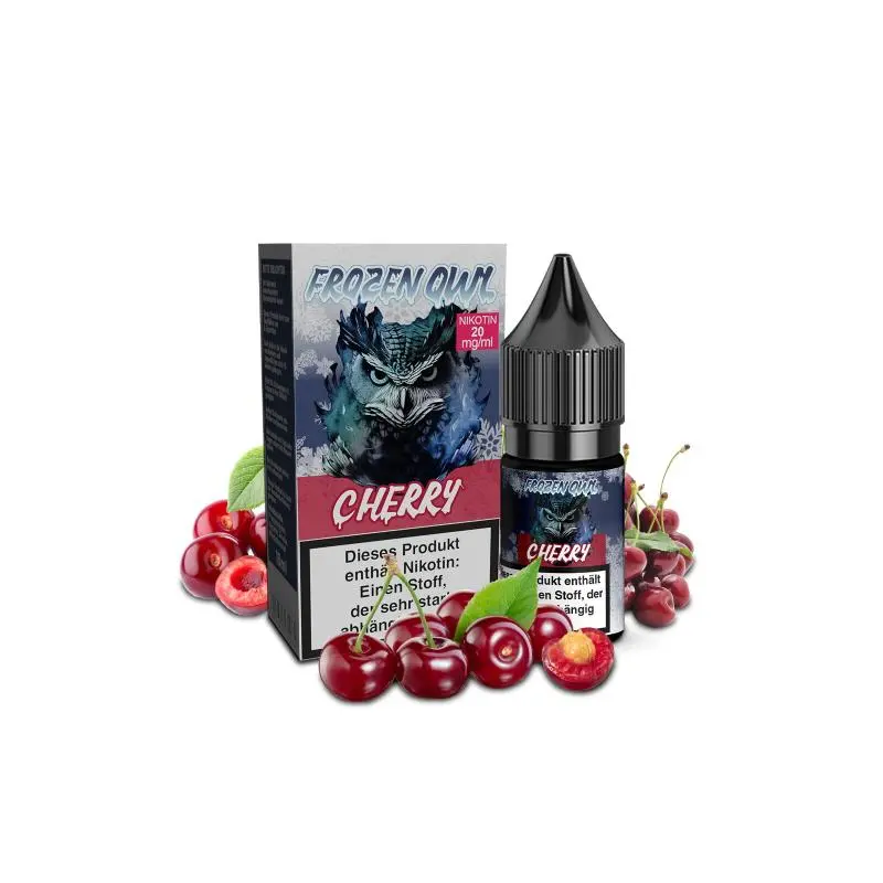 OWL Frozen Cherry 10ml Nikotinsalz-Liquid – Flasche und Verpackung mit Kirsch-Motiv