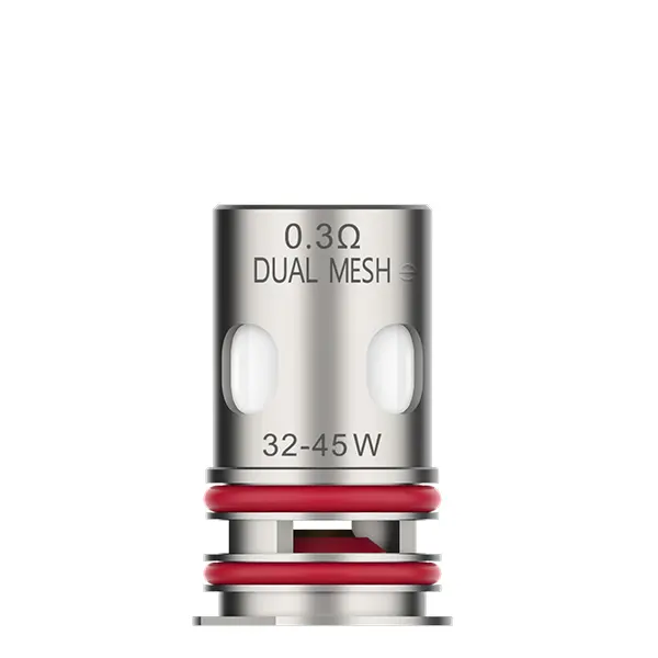 Vaporesso GTX Dual Mesh Verdampferkopf 0,3 Ohm für 32–45 W, Einzelansicht silber mit rotem Ring