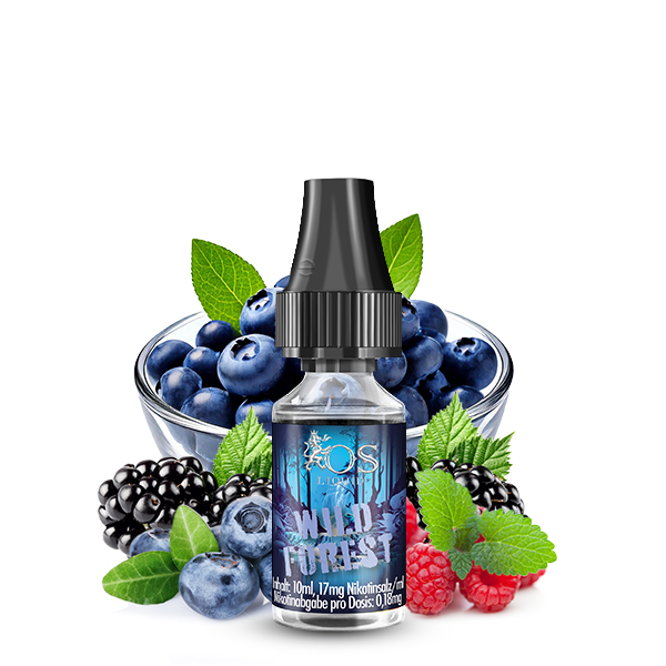 OS Liquid Wild Forest 10ml Nikotinsalz-Liquid, kleine Flasche vor Heidelbeeren, Brombeeren und Minze