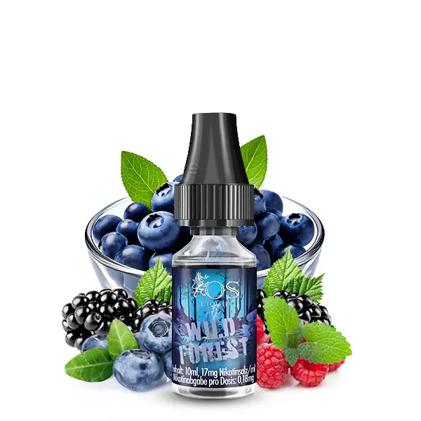 OS Liquid Wild Forest 10ml Nikotinsalz-Liquid, kleine Flasche vor Heidelbeeren, Brombeeren und Minze