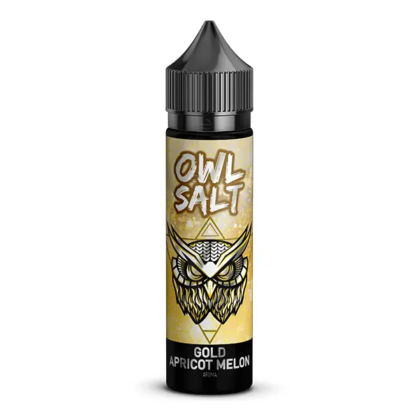 OWL Salt Longfill-Flasche 60 ml mit goldenem Etikett – Gold Apricot Melon Frontansicht