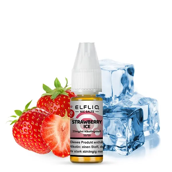 Elfliq Strawberry Ice 10ml Nikotinsalz-Liquid von Elfbar – Flasche mit Erdbeere und Eiswürfeln