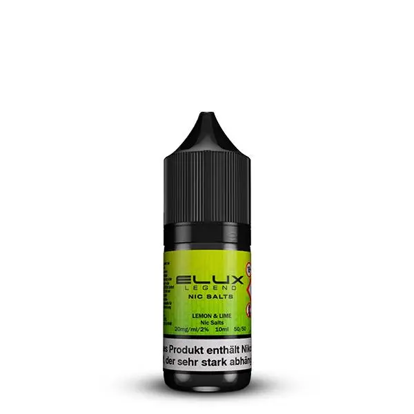 Elux Lemon & Lime 10ml Nikotinsalz-Liquid – grüne Flasche freistehend auf hellem Hintergrund