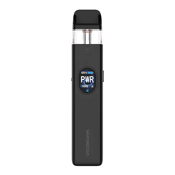 Vaporesso Xros 5 Pod Kit in Schwarz mit Rautenmuster, Display und schwarzem Mundstück