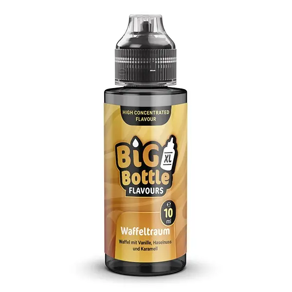 Big Bottle Longfill Waffeltraum 120ml Flasche in Beige-Gold, Vorderansicht freistehend