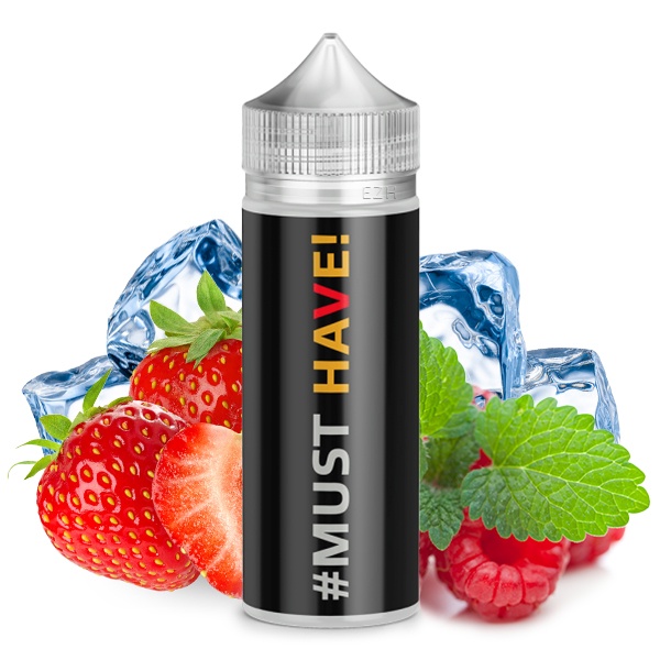 Must Have Remake V Longfill – schwarze 120ml Flasche mit Erdbeeren, Himbeeren und Eiswürfeln