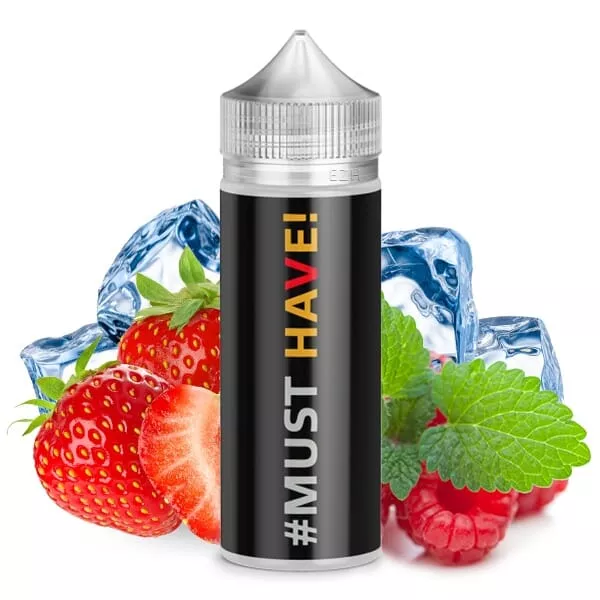 Must Have Remake V Longfill – schwarze 120ml Flasche mit Erdbeeren, Himbeeren und Eiswürfeln