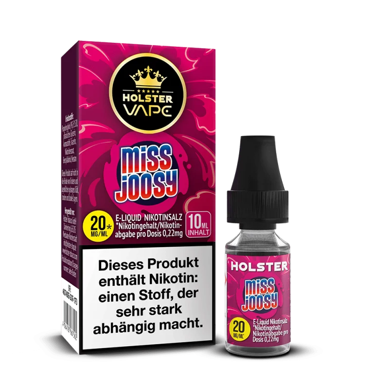 Holster Miss Joosy Nikotinsalz-Liquid 10ml in pinker Verpackung mit 20mg Nikotingehalt