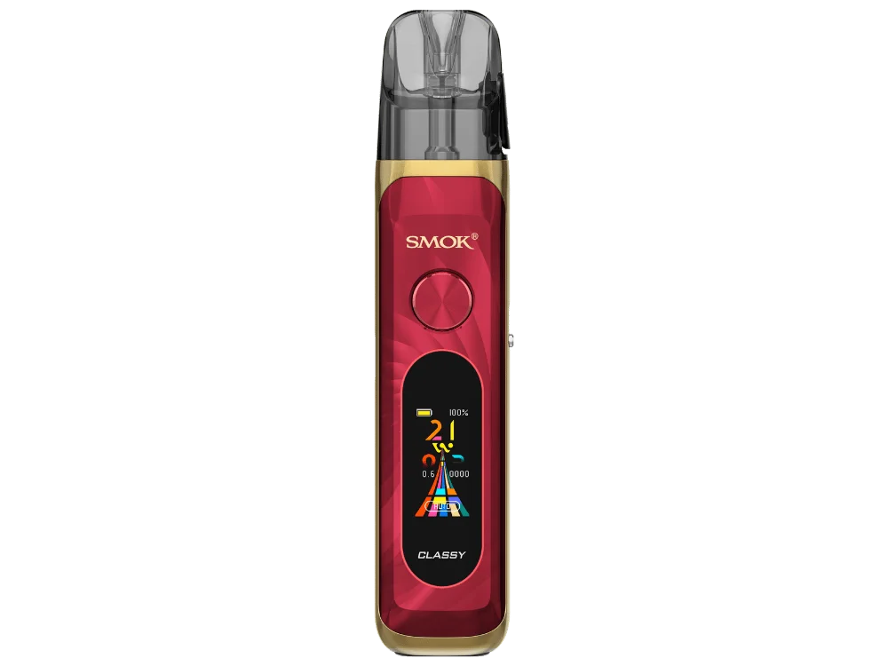 Smok Novo Classy Pod-System in Rot mit buntem Farbdisplay, Frontansicht