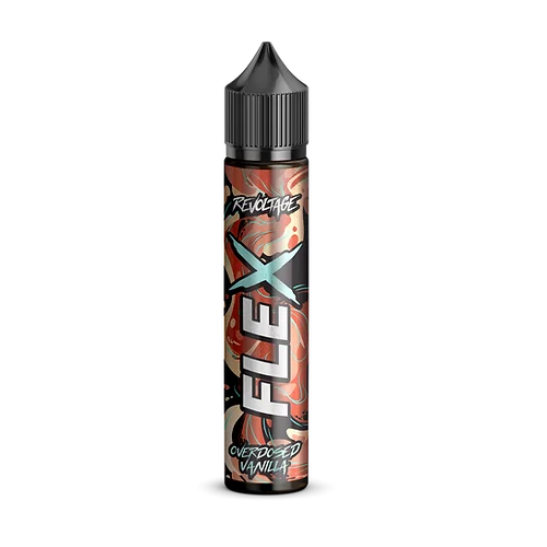 Revoltage Flex Vanilla Overdosed Longfill in schlanker 10ml Flasche mit braun-orangem Etikett