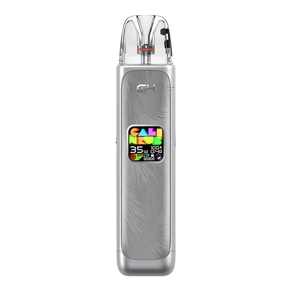 Uwell Caliburn G4 Pod Kit in Silber, schlanker Akkuträger mit farbigem Display und transparentem Pod