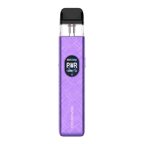 Vaporesso Xros 5 Pod Kit in Lila mit Rautenmuster, Display und schwarzem Mundstück