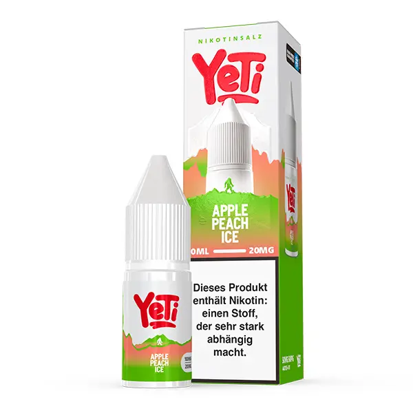 Yeti Summit Apple Peach Ice 10ml Nikotinsalz-Liquid Flasche mit Verpackungsschachtel, Seitenansicht