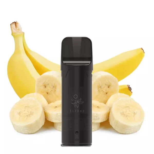 Elfbar Elfa Prefilled Pod Banana 20mg/ml – schwarzes Gerät vor gelben Bananen
