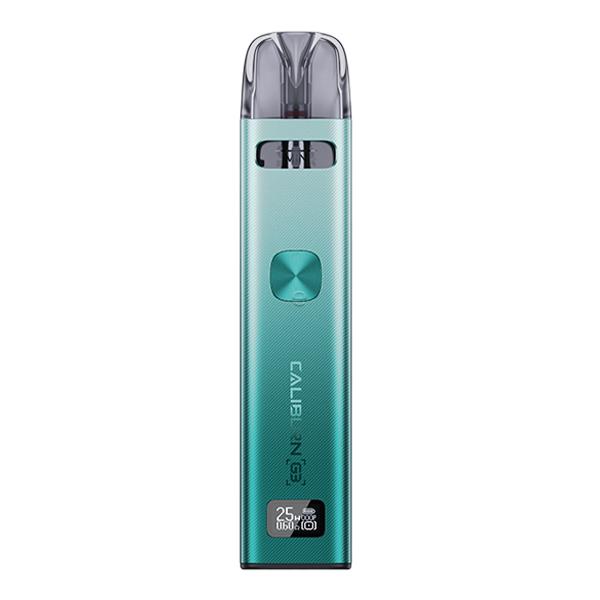 Uwell Caliburn G3 Pod Kit in Türkis-Grün, schlankes Gerät mit eingesetztem Pod