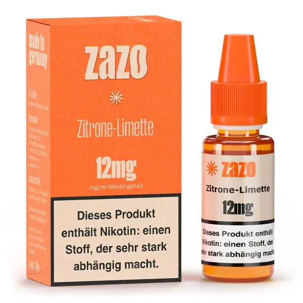 source592447.jpg ZAZO Classics Zitrone-Limette 10ml Liquid 12mg – orangefarbene Verpackung mit Flasche, Vorderansicht