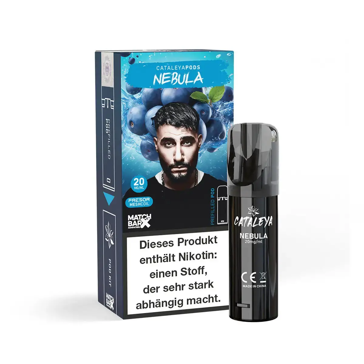 Cataleya Prefilled Pod Nebula – blaue Verpackung mit Pod, Blaubeeren-Design