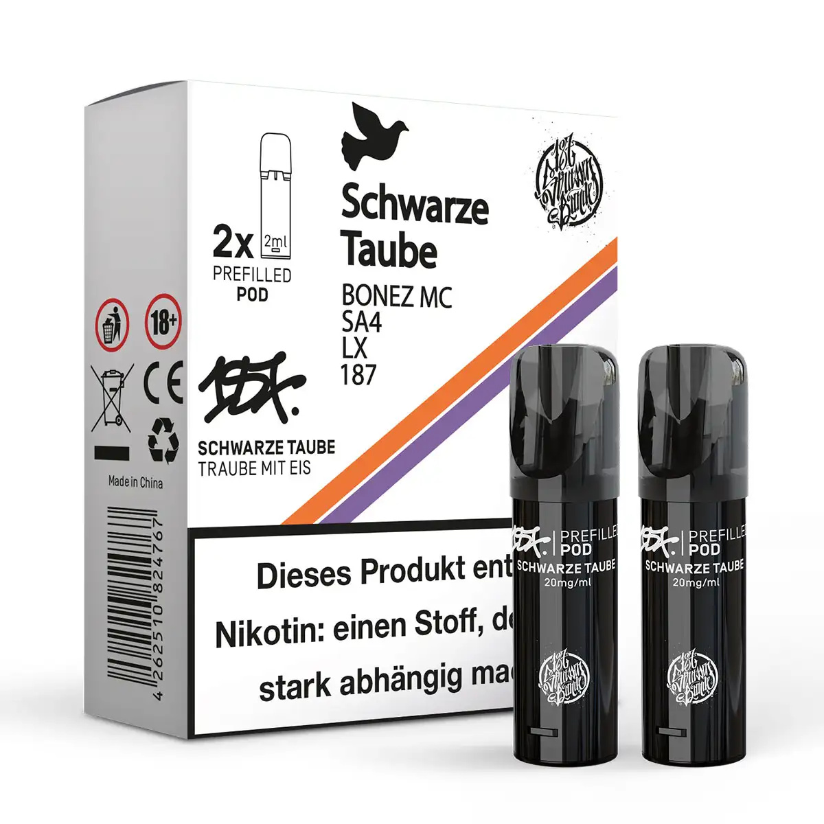 2x 187 Strassenbande Prefilled Pod - Schwarze Taube 20mg/ml