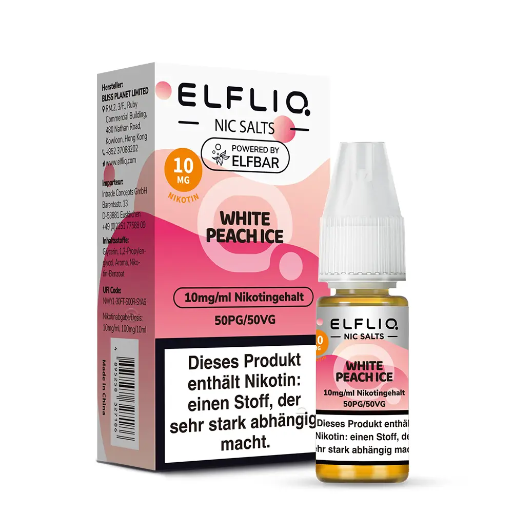 Elfliq White Peach Ice - 10ml Nikotinsalz-Liquid